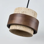 lampe suspendue moderne minimaliste pierre texture naturelle beige brun foncé interrupteur bouton led flux