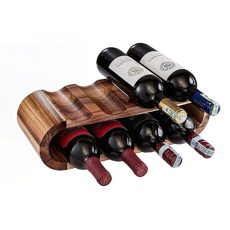 présentoir bouteilles vin bois marron moderne sculpture rangement table cuisine manger