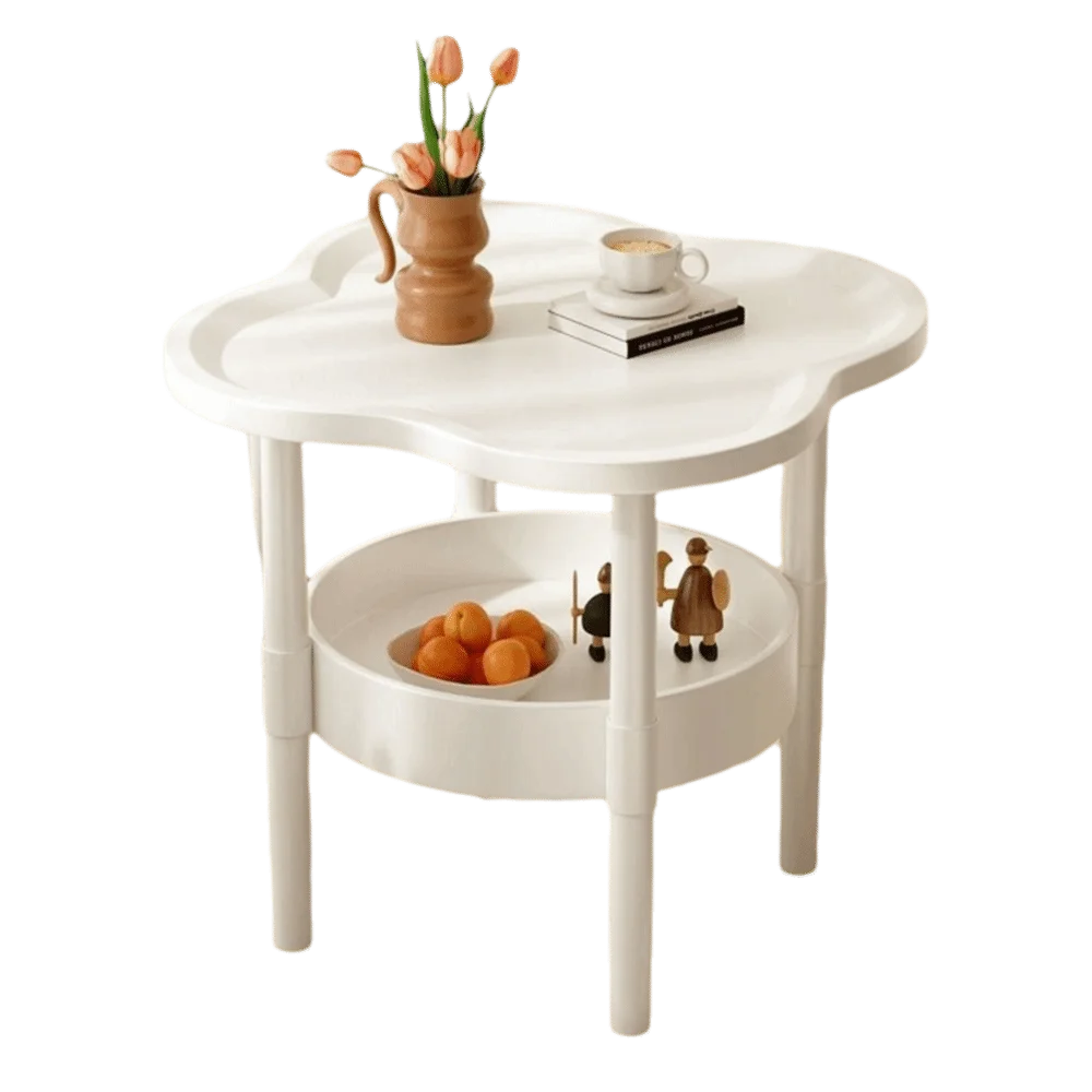 table d'appoint moderne petite table basse double couche plastique blanc vert noir minimaliste