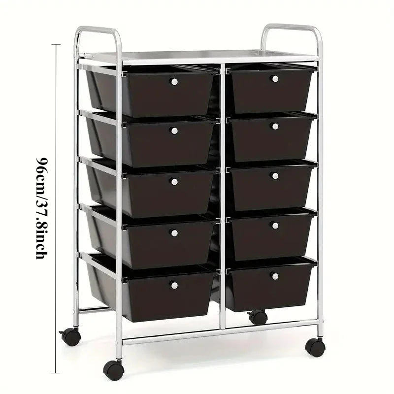 meuble tiroirs mobile noir moderne réutilisable portable cinq niveaux salon stockage multifonctionnels roulettes