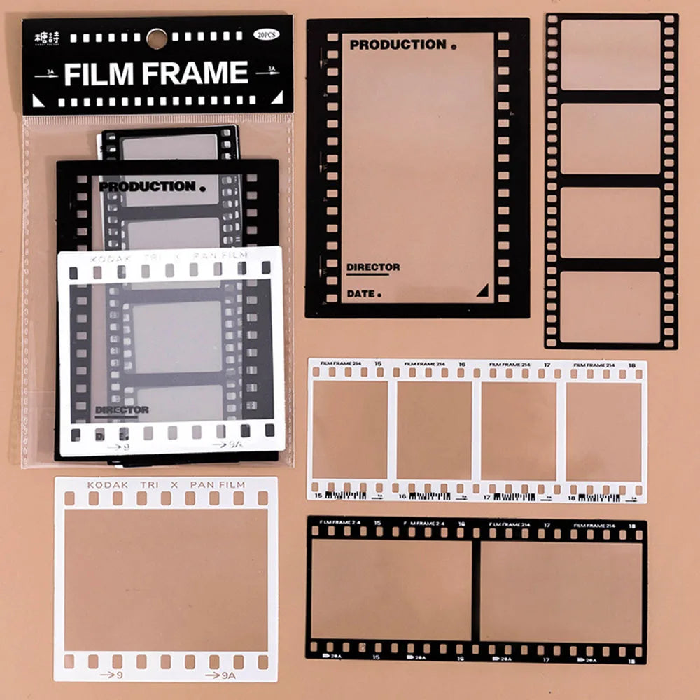cadres photo vintage transparents motifs film musique papier scrapbooking boîte magazine clips adhésifs