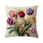 housse coussin décoratif floral tulipes relief coloré zip invisible 45x45cm