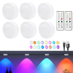 lampe led sans fil télécommande 16 couleurs changeantes adhésive moderne veilleuse pile blanc rond