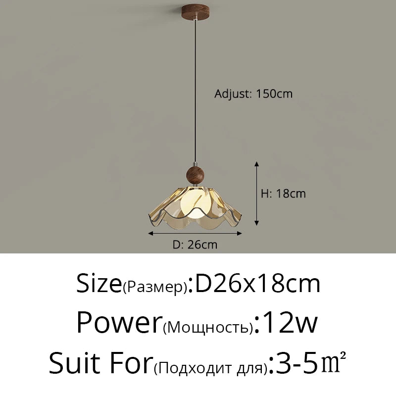 lampe suspendue moderne doré beige translucide texture ondulée motif floral câble noir réglable chambre