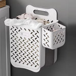 panier linge blanc marron perforé pliable moderne fixé mur multifonctionnel