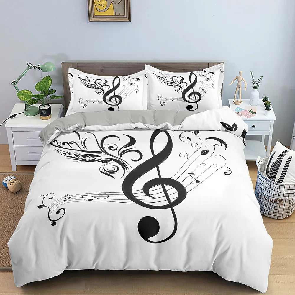 Housse de couette musicale pour adolescents, ensemble literie notes violon violoncelle personnalisable