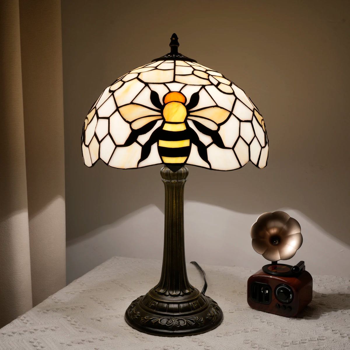 lampe table tiffany verre teinté motifs géométriques moderne interrupteur basse consommation 110v 240v