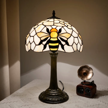 lampe table tiffany verre teinté motifs géométriques moderne interrupteur basse consommation 110v 240v
