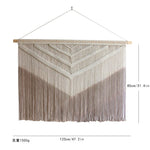 tapisserie macramé motif géométrique franges boho chic beige clair tissage polyester coton fixations