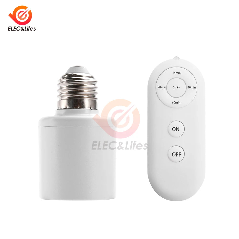 support lampe e27 base ab abs télécommande contrôle distant interrupteur rf blanc métal argenté