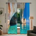 rideau bleu paysage marin moderne semi opaque polyester 75x166cm 105x230cm 130x210cm