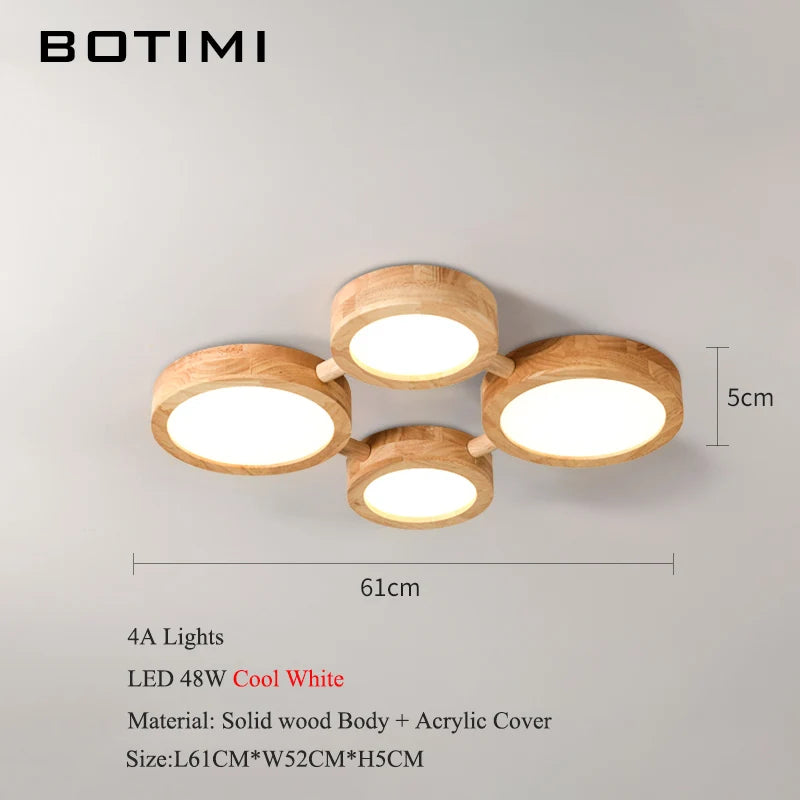 plafonnier bois massif moderne éclairage surface rond led naturel minimaliste