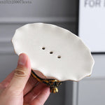 support savon céramique blanc doré ornements classique baroque pièce pied sculpté