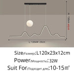suspension moderne minimaliste luminaire vague lune forme ondulée blanc noir doré led chambre restaurant