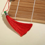 éventail danse bambou handmade kimono fan classique noir rouge rayures tassel