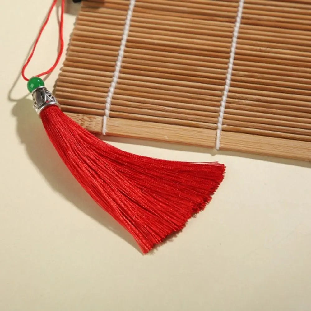 éventail danse bambou handmade kimono fan classique noir rouge rayures tassel