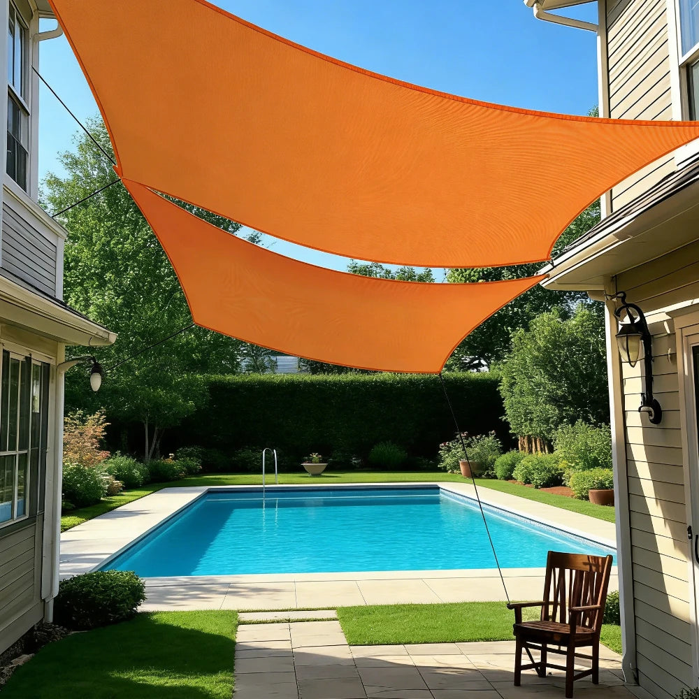 voile soleil orange rayures horizontales moderne anti uv patio jardin