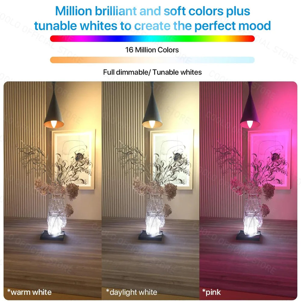 ampoule led wifi zigbee e14 blanc rose jaune multicolore forme bougie moderne smart
