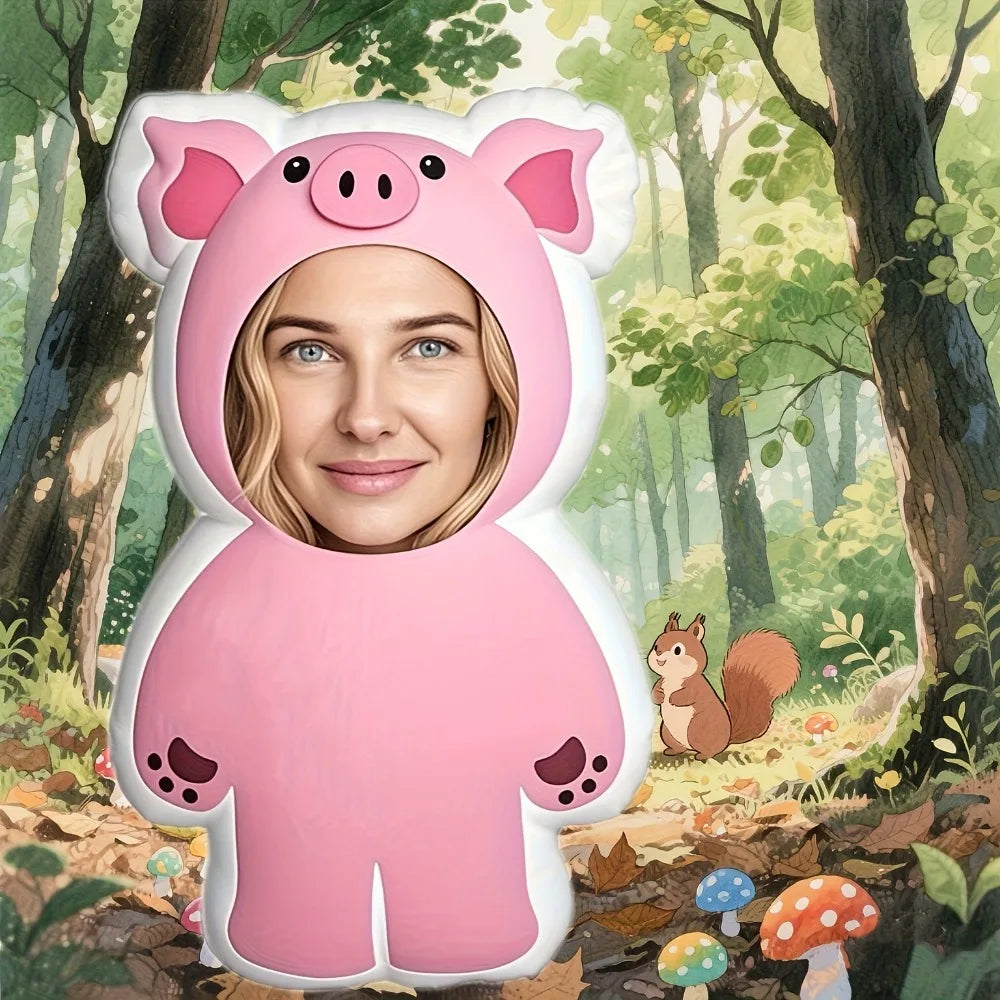 masque photo personnalisable cochon mignon rose clair créatif cartoon 10cm 25cm 35cm 40cm