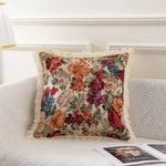 taies d'oreiller jacquard vintage motif floral multicolore coton polyester adhésif lit maison