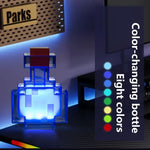 bouteille médicament led rechargeable pixel art contemporain transparent rouge bleu table chambre