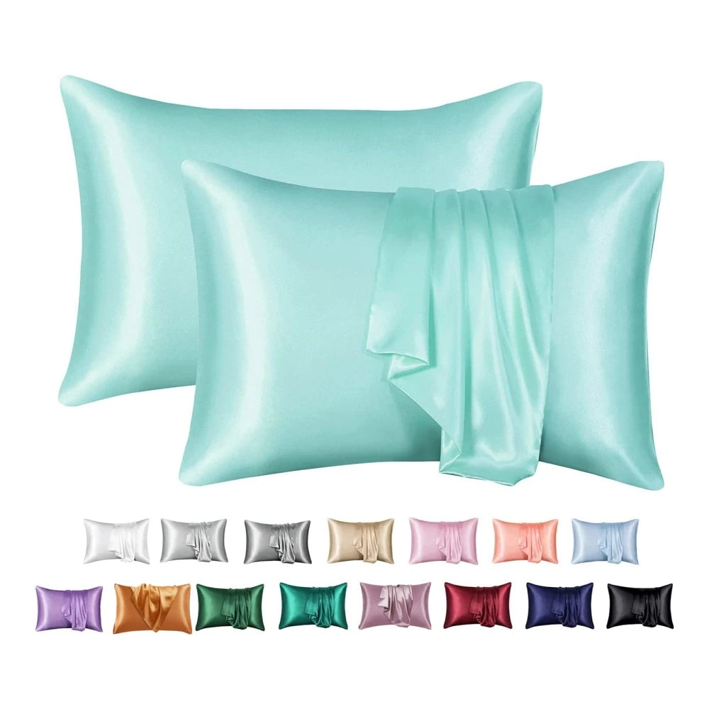 protège oreiller moderne soie brillante housse protection lit élégante couleur unie