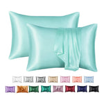 protège oreiller moderne soie brillante housse protection lit élégante couleur unie