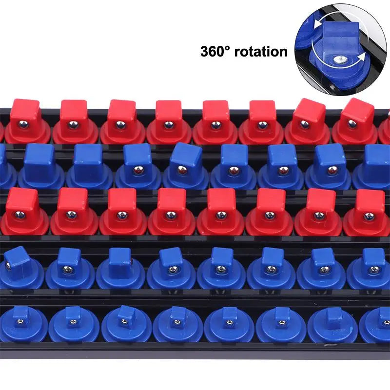 guide rail rotatif clips amovibles acier inoxydable plaque métal lisse moderne pratique bleu rouge