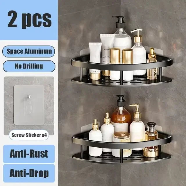 étagère murale aluminium noir contemporaine clips magnétiques rangement salle bain douche toilettes multifonctionnelle fixations
