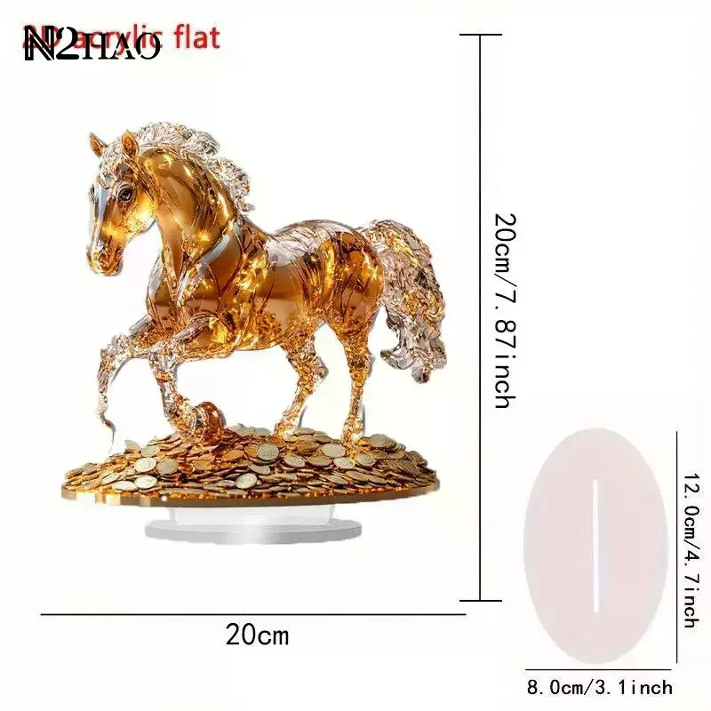 cheval résine transparente socle doré décoration intérieure table transparent ambré