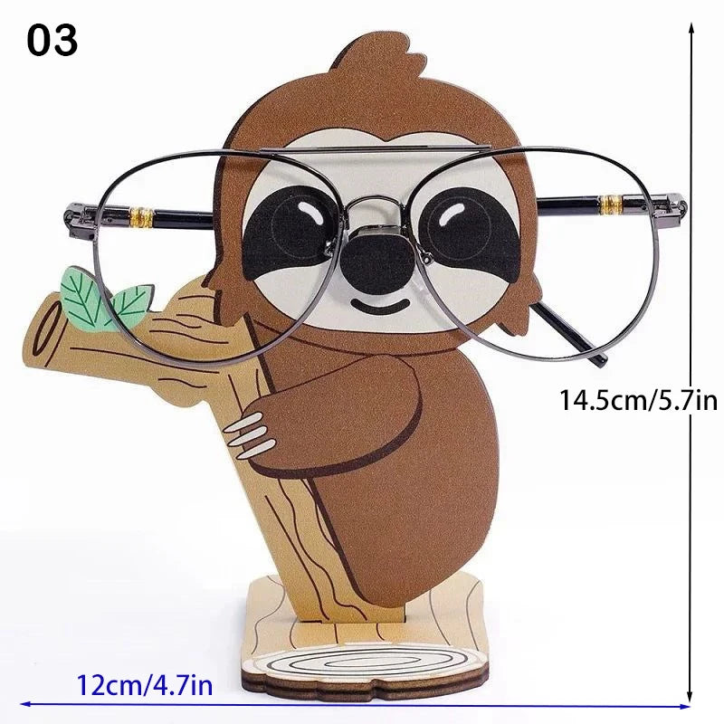 porte lunettes forme animaux pingouin singe bois créatif fonctionnel adhésif