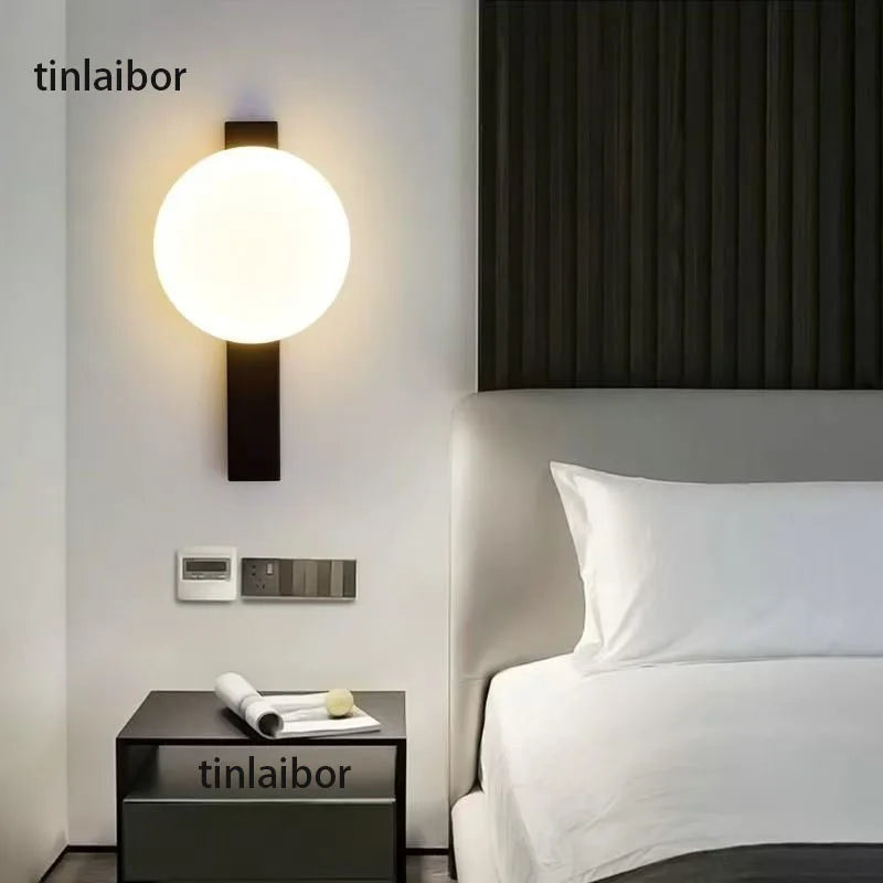 lampe murale moderne minimaliste noir doré éclairage chambre salon entrée étude