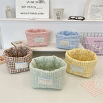 paniers rangement carreaux blancs moderne rose bleu vert jaune clair imperméable tissu coton polyester