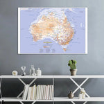 affiche murale carte australie détaillée bleu clair beige paintings wall art posters maps living