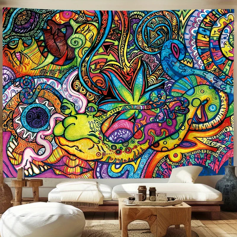 tapisserie murale moderne multicolore abstraite motifs floraux lavable machine chambre salon entrée