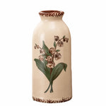 vase vintage floral poterie opaque couleur beige vert rose brun