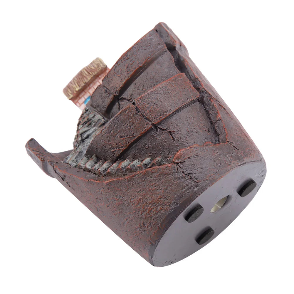 pots plante résine marron gris miniature maison toit chaume fenêtre bleue rustic