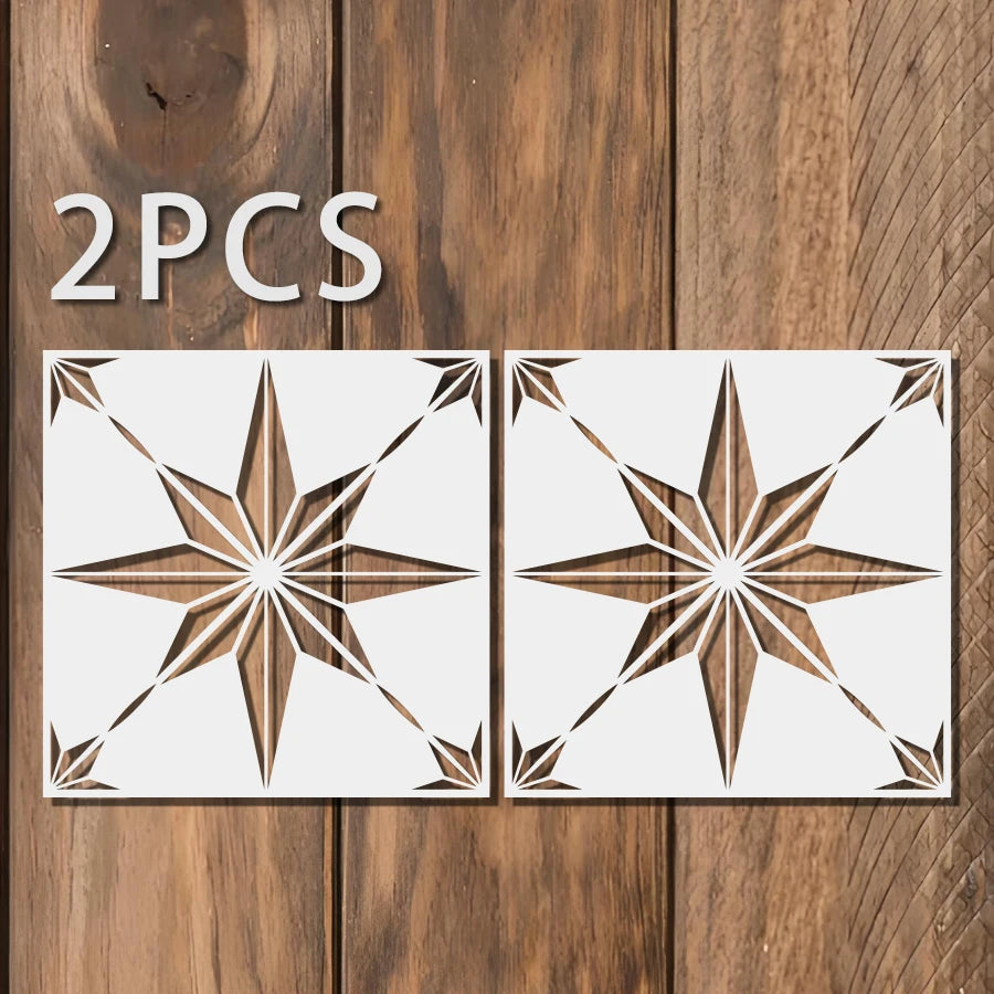 pochoir stencil étoile géométrique blanc moderne peinture mur sol décoration diy 30cm