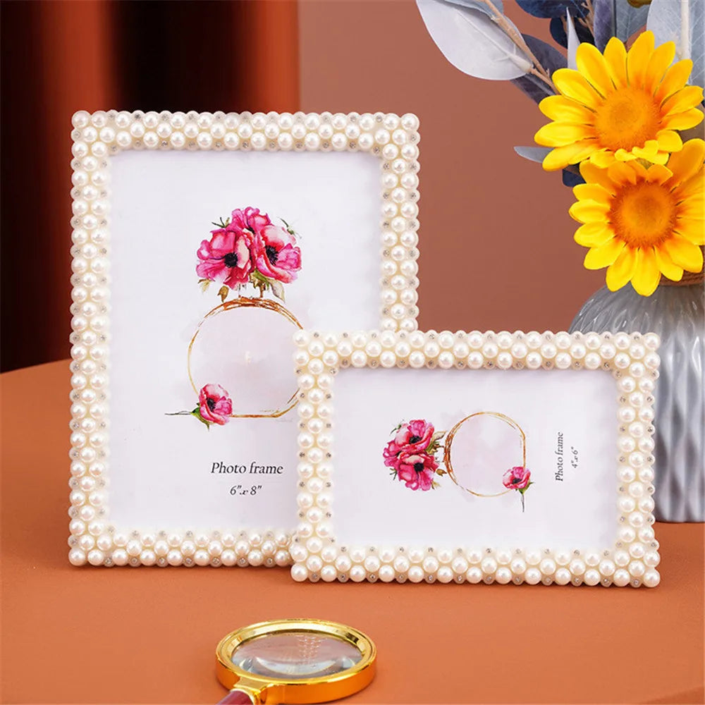 cadre photo classique fleurs blanc doré rose 4x6 inch decoration maison élégante vintage