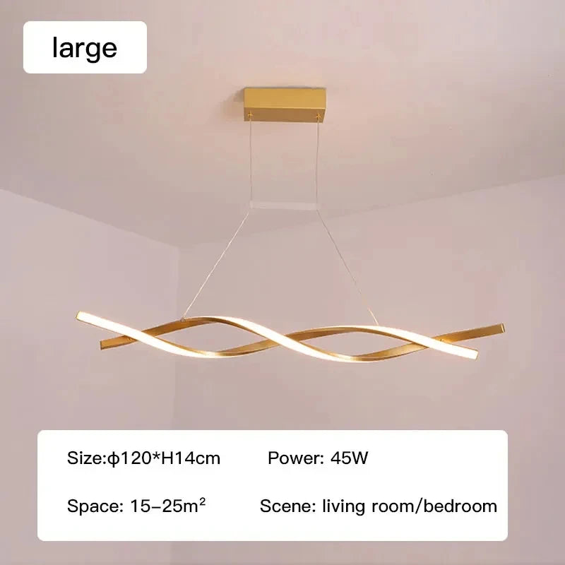 suspension lumineuse moderne pendentif led ondulé blanc doré gris réglable