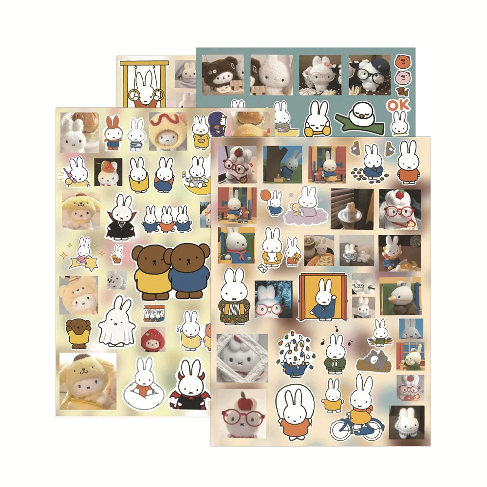 sticker autocollant mignon dessin animé personnage lapin miffy motifs maison fruits kawaii
