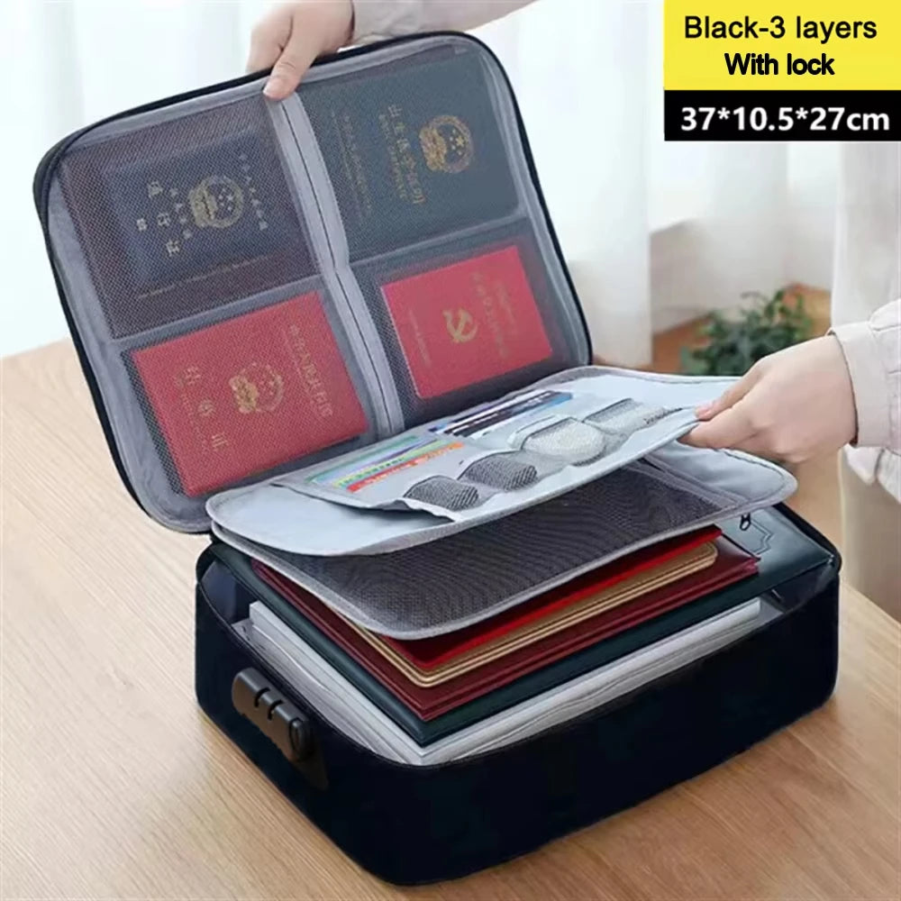 valise rangement noir tissu texturé moderne poignée amovible fermeture glissière serrure combinée portable officeécole