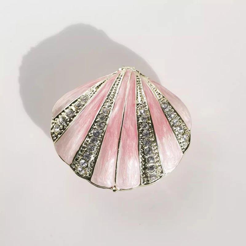 coquillage décoratif boîte rangement velours strass rayures horizontales boucles oreilles moderne respectueux environnement