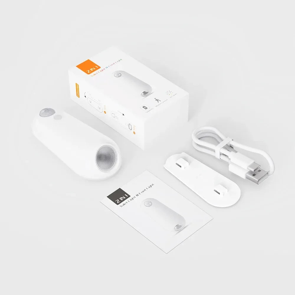 veilleuse lampe nuit led rechargeable capteur mouvement moderne blanc adhésif salle bain couloir