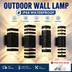 lampe murale extérieure moderne noire rayures horizontales ip65 e27 vis fixations 2000lm 85v 1année