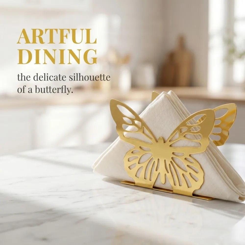 porte serviettes or blanc noir papillon élégant adhésif créatif restaurant