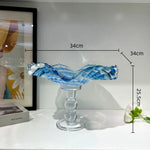 vase moderne bleu rayures horizontales artisanal transparent table décoration maison plateau fruits