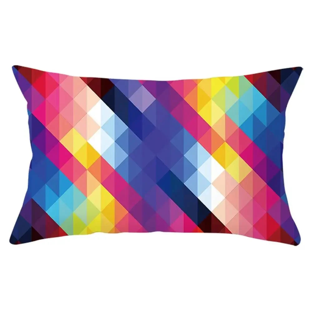coussin rectangulaire géométrique multicolore décoration intérieure moderne polyester confortable 30x50cm fixations
