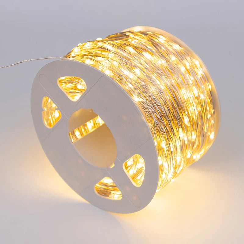 ruban lumineux led blanc chaud fil cuivre étanche décoration extérieure fête noël mariage jardin