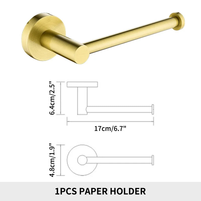ensemble accessoires salle bain doré acier inoxydable porte serviette savon papier brosse